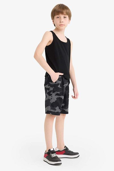 DeFacto Boy's Camouflage Patterned Gabardine Shorts F1179A825Hs