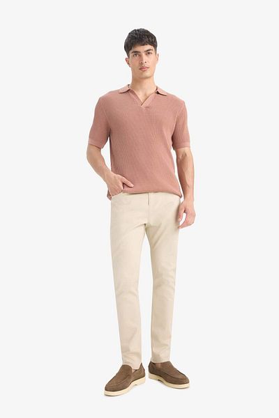 DeFacto 100% bumbac, cu gât polo, tricotaj cu mânecă scurtă, tricou E5860ax25sm