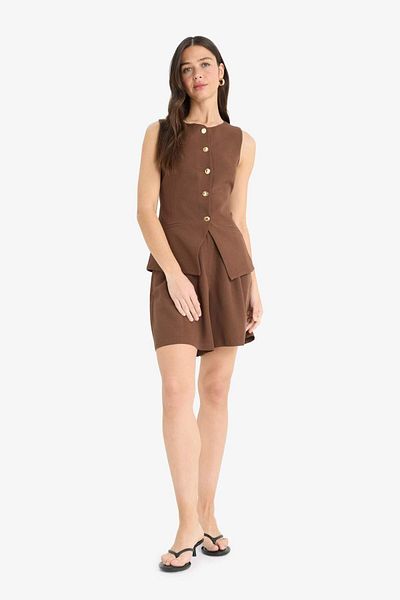DeFacto Vestă blazer din amestec de in, cu decolteu, F5406ax25sm