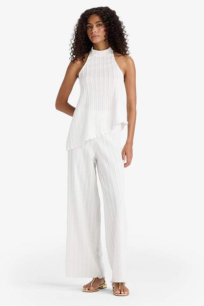 DeFacto Wide Leg Wrinkle Wide Leg Pants F6172Ax25Sm