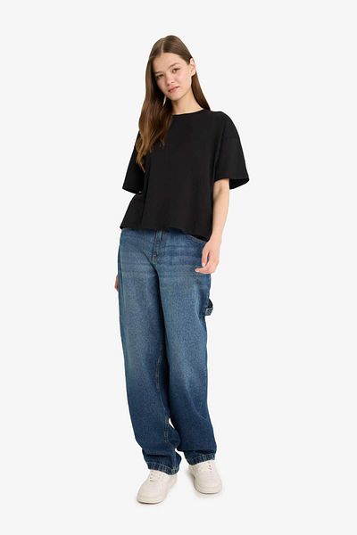 DeFacto Coool Loose Fit Basic Plain Short Sleeve White T-Shirt F4603Axns