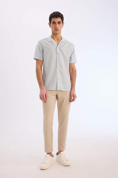 DeFacto Modern Fit Summer Polo Collar Basic Plain Short Sleeve Shirt V8406Az25Sm