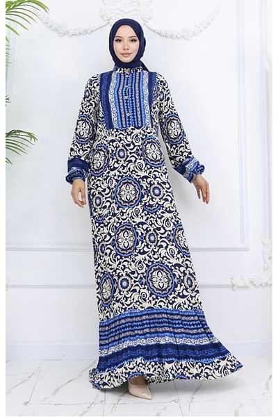 MODA Tile Patterned Buttoned Dress