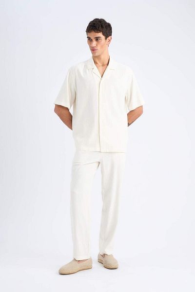 DeFacto Summer Viscose Jogger Pants Regular Fit Regular Cut Linen Blended Straight Leg with Pockets B4867Ax25Sm