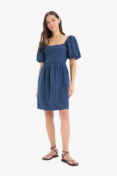 DeFacto U-Neck Cotton Short Sleeve Mini Summer Dress E5390Ax25Sm
