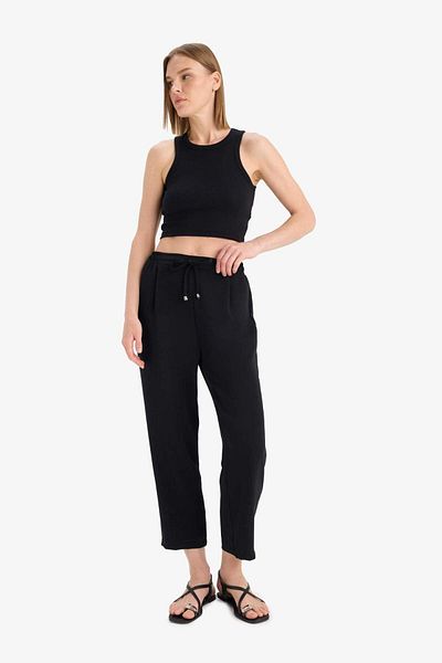 DeFacto Carrot Fit Fabric Pants High Waist Straight Leg E6676Ax25Sp