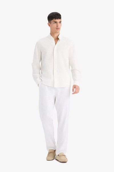 DeFacto Relax Fit Relaxed Cut Skinny Leg Linen Blended Summer Pants C1140Ax25Sm