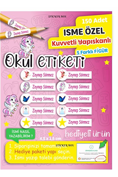 Think And Print 150 Adet Kişiye Özel Isimli Defter Kalem Okul Etiketi