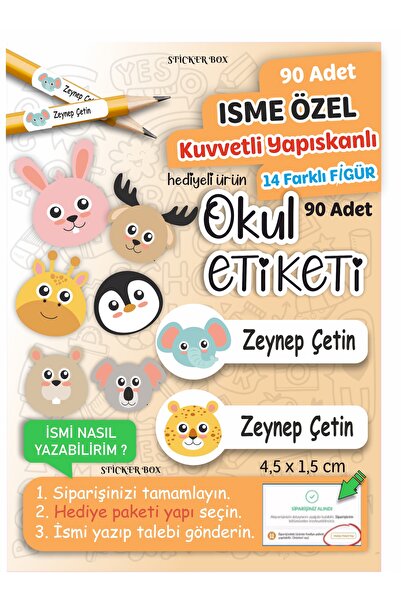 Think And Print Okul etiketi Hayvanat Bahçesi 90 Adet Sticker Seti