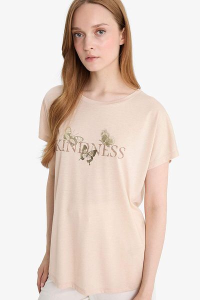 DeFacto Regular Fit Crew Neck Printed Short Sleeve T-Shirt F4842Ax25Sm