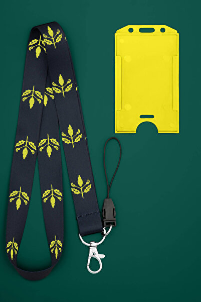 Apptakı Yaprak Desenli Boyun İpi Boyun Askı İpi Boyun Askısı ve Kartlık - ASS...