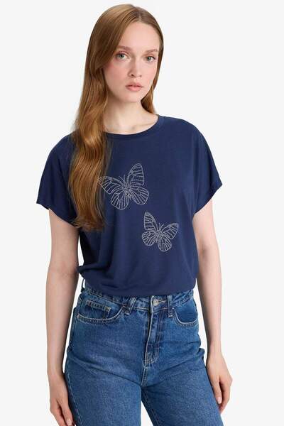 DeFacto Regular Fit Crew Neck Printed Short Sleeve T-Shirt F4835Ax25Sm