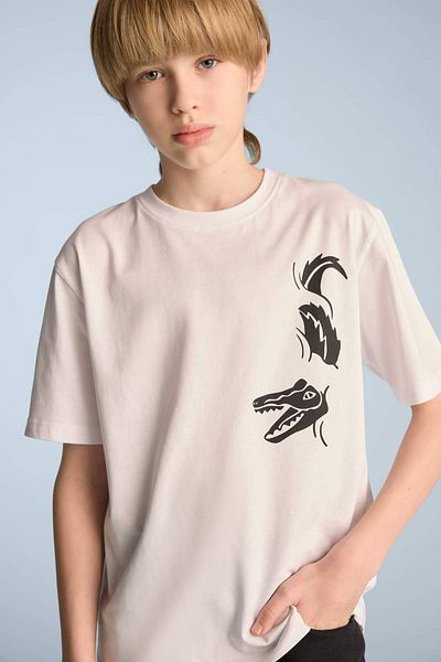 DeFacto Boy's Crew Neck Printed Short Sleeve T-Shirt E0173A825Hs