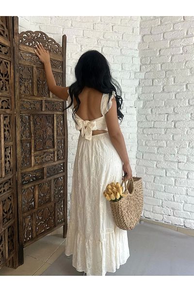 moneta boutique Rochie de damă, cu șireturi cu fundă, decupată la spate, cu volane
