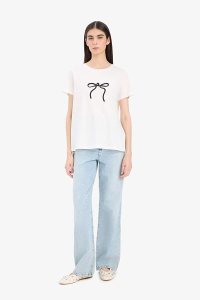 DeFacto Tricou cu mânecă scurtă din bumbac pieptănat imprimat cu decolteu rotund F5108AX25SM