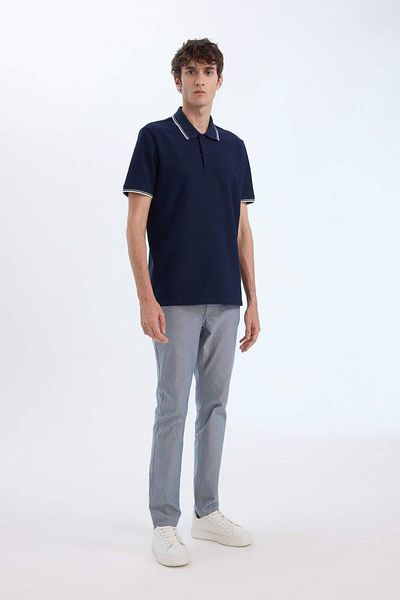 DeFacto Regular Fit Polo Neck Short Sleeve Textured Waffle T-Shirt D7932Ax25Sp