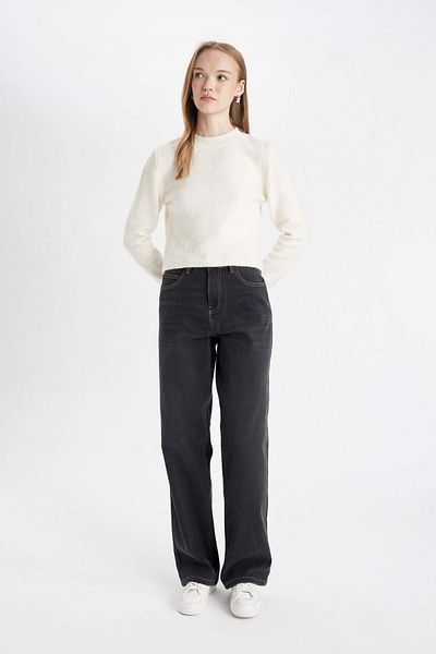 DeFacto Relax Fit High Waist Long Jean Pants C9616Ax24Wn