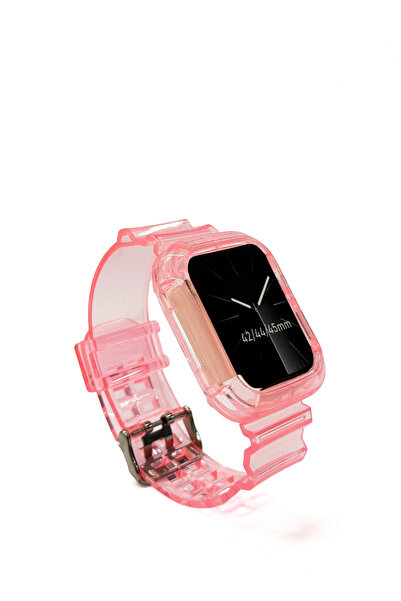 Quse Apple Watch Seri 9 8 7 6 5 4 3 2 1 Se 45mm-44mm-42mm Uyumlu Şeffaf Trans...