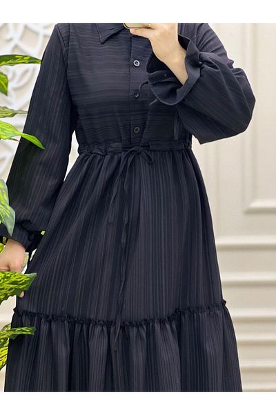 MODA Black Double Fabric Hijab Dress