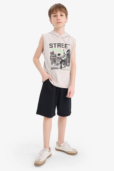 DeFacto Boy's Hooded Printed Undershirt F0689A825Hs