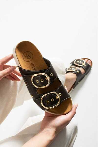 ModaAmour Lily Brown Sports Gold Buckle Women's Sandals