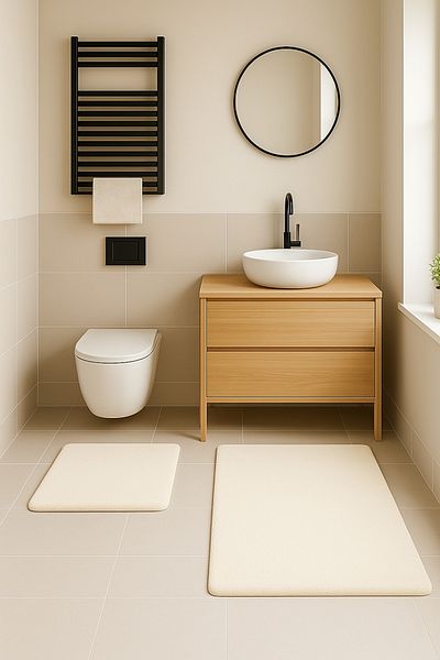 SOFT DECOR Modern Decorative Non-Slip Base Bathroom Mat Toilet Seat Set 60X100-50X60 cm