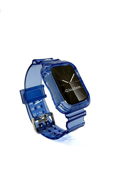 Quse Apple Watch Seri 9 8 7 6 5 4 3 2 1 Se 45mm-44mm-42mm Şeffaf Transparan T...