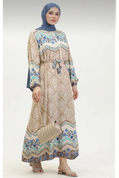 MODA Floral Geometric Patterned Hijab Dress