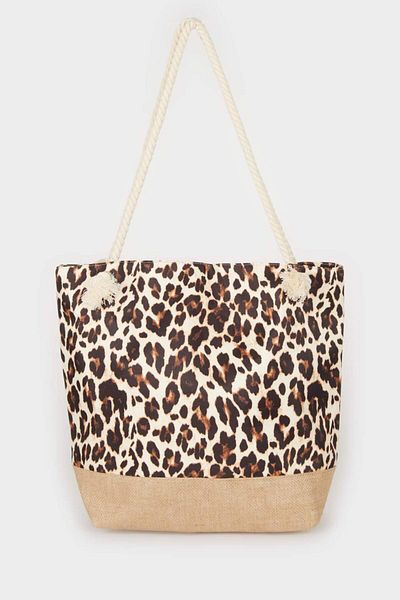 DeFacto Damen Strandtasche mit Leopardenmuster E7406AXNS