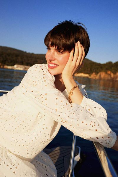 DeFacto Apaş Collar Brode Long Sleeve Mini Beach Dress-Fall in Love D8734Ax25Sm