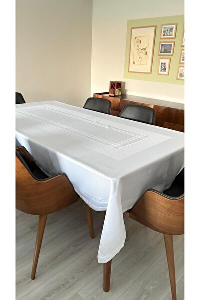 homease مخطط - مفرش طاولة أبيض بسيط |   مفرش طاولة بدون مشاكل