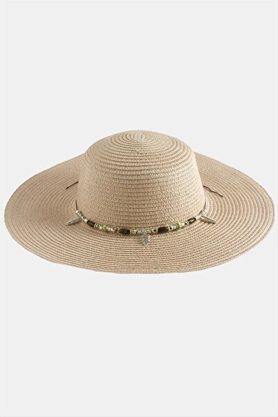 Marsilyan Ψάθινο καπέλο με χάντρες από φύλλα ILKEL-BJT940