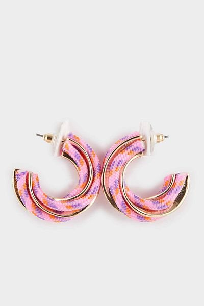 DeFacto Women's Pink Rope Detailed Gold Earrings F1118Axns