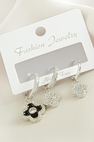 Marsilyan 3 Pieces Flower Zircon Stone Earrings