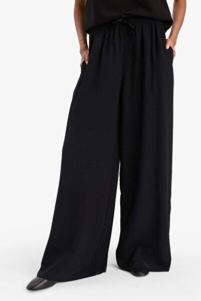 DeFacto Wide Leg Keten Karışımlı Kumaş Palazzo Pantolon Yüksek Bel Geniş Paça E0127ax25sp