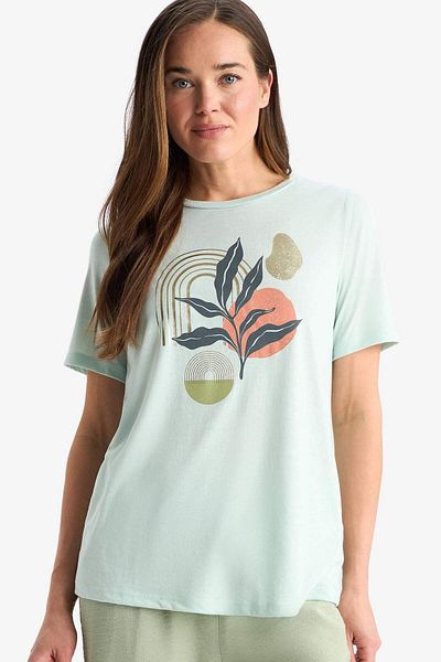 DeFacto Bedrucktes Kurzarm-T-Shirt mit normaler Passform und Rundhalsausschnitt F4841AX25SM