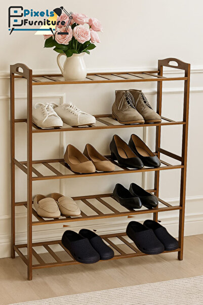 PixelsFurniture Pixel Furniture 5-Tier Shoe Organizer Made of Natural Bamboo