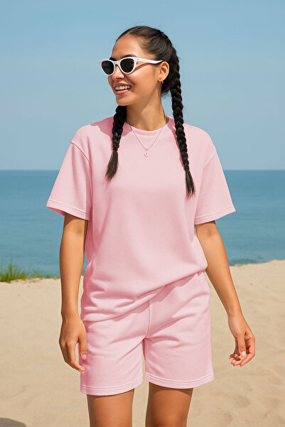 MELOOX Unisex Oversize Two Thread Cotton Summer Shorts Set.Single