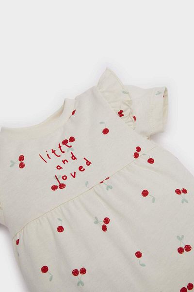 DeFacto Baby Mädchen Neugeborenes Obst gemustert gekämmt Kurzarm Overall E8364a525sm