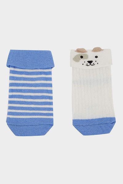 DeFacto Baby Boy Anti-Slip Sole 2-Piece Cotton Long Socks E4981A5Ns