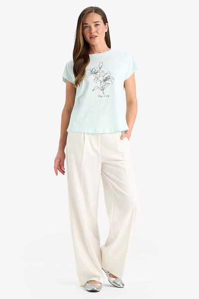 DeFacto Tricou cu mânecă scurtă cu imprimeu cu decolteu normal F3551AX25SM
