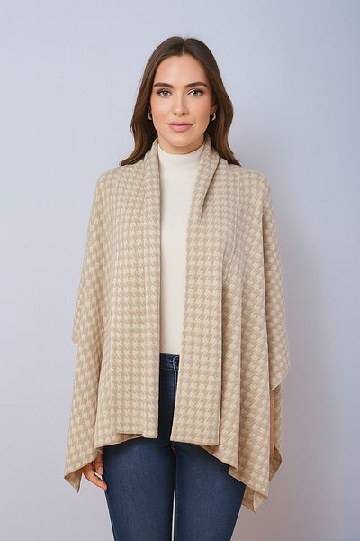 Sebir Moda Houndstooth Patterned Knitwear Shawl