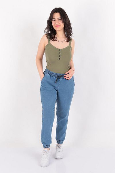 Fashion Friends 24y0789k1 Women's Elastic Waist Denim Trousers