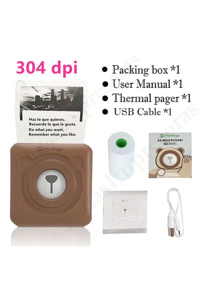 TodasImpresoras A6 304 Brown Peripage Original 304dpi A6 Thermal Photo Printer Mini Portable Bluetooth Pocket Printe
