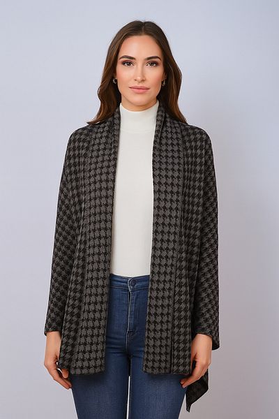 Sebir Moda Houndstooth Patterned Knitwear Shawl