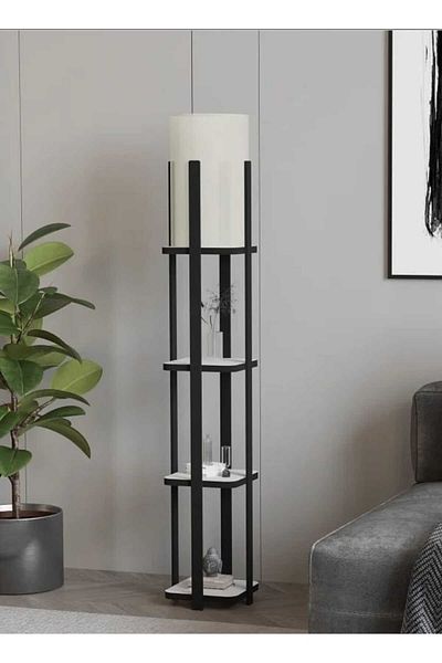 Turkish Home Classic wooden floor lamp - black and white