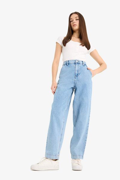 DeFacto Carrot Fit Waist Elastic Ankle Length Jean Washed Trousers E1686Ax25Sm