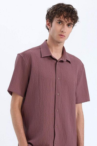 DeFacto Regular Fit Crinkle Summer Short Sleeve White Shirt E1223Ax25Sm