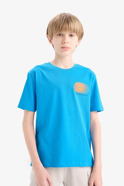 DeFacto Boy's Crew Neck Printed Short Sleeve T-Shirt E0175A825Hs