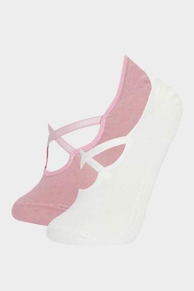 DeFacto Дамски чифт от 2 памучни чорапи за пилатес с нехлъзгаща се подметка E...